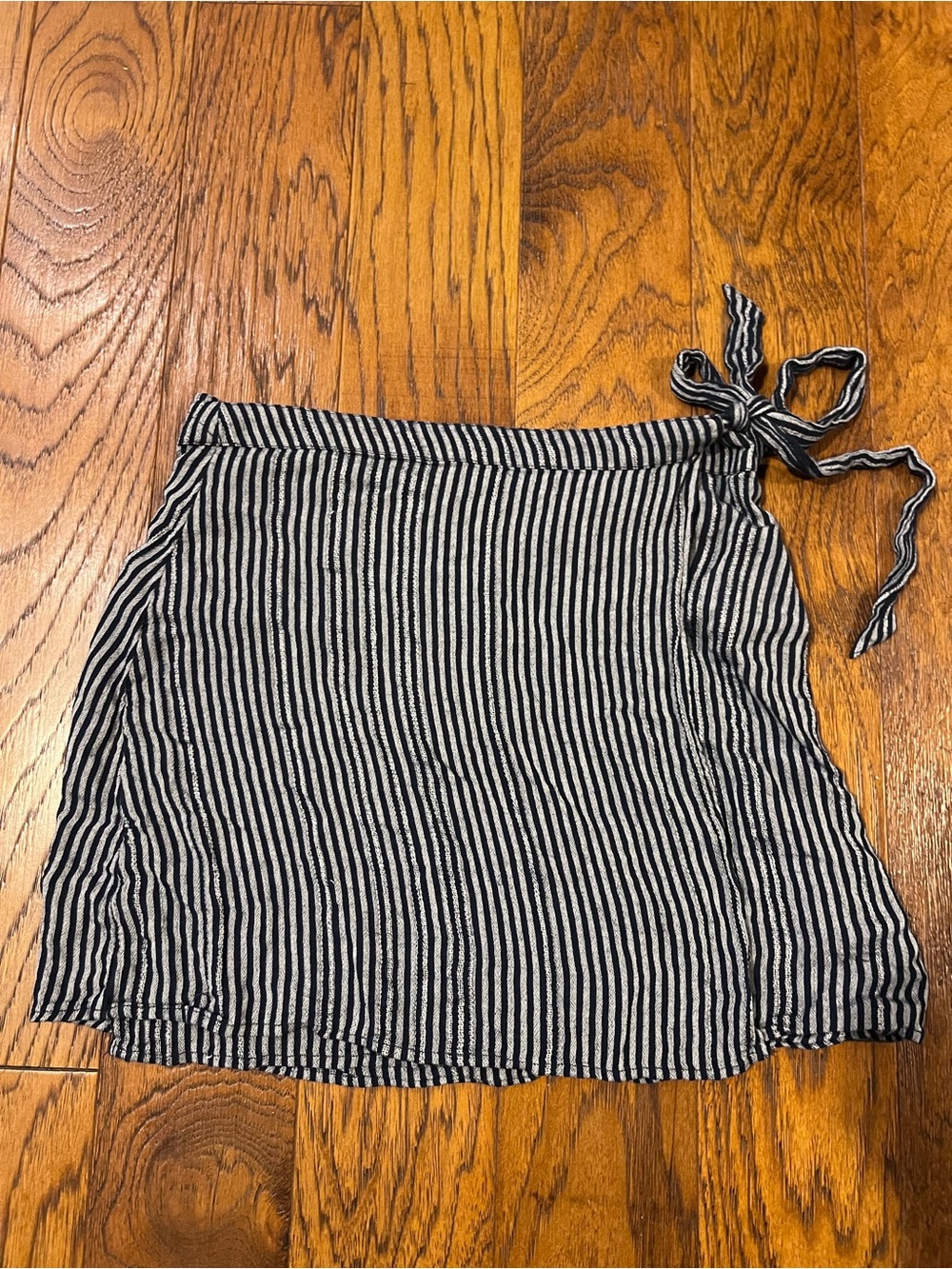 American Eagle Outfitters Black & White Striped Wrap Mini Skirt